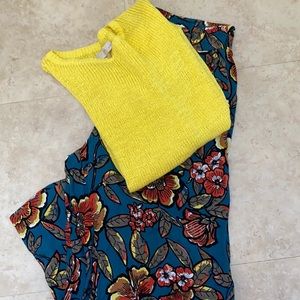 EUC LOFT wide leg cropped floral pant